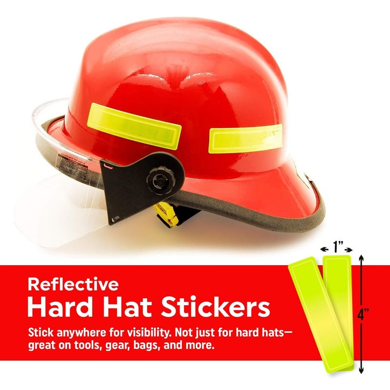 MyHardHatStickers SmartSign Yellow Retro Reflective Hard Hat Stickers - 1" x 4", Pack of 16, Durable Helmet Stickers for Construction & Safety, High Visibility Helmet Strips, Fire Helmet Decals, Strong Adhesive - Image 2